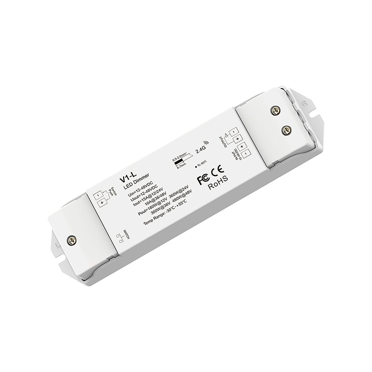 G.W.S. LED 1CH*15A 12-48V DC CV Controller, Push-Dim V1-L