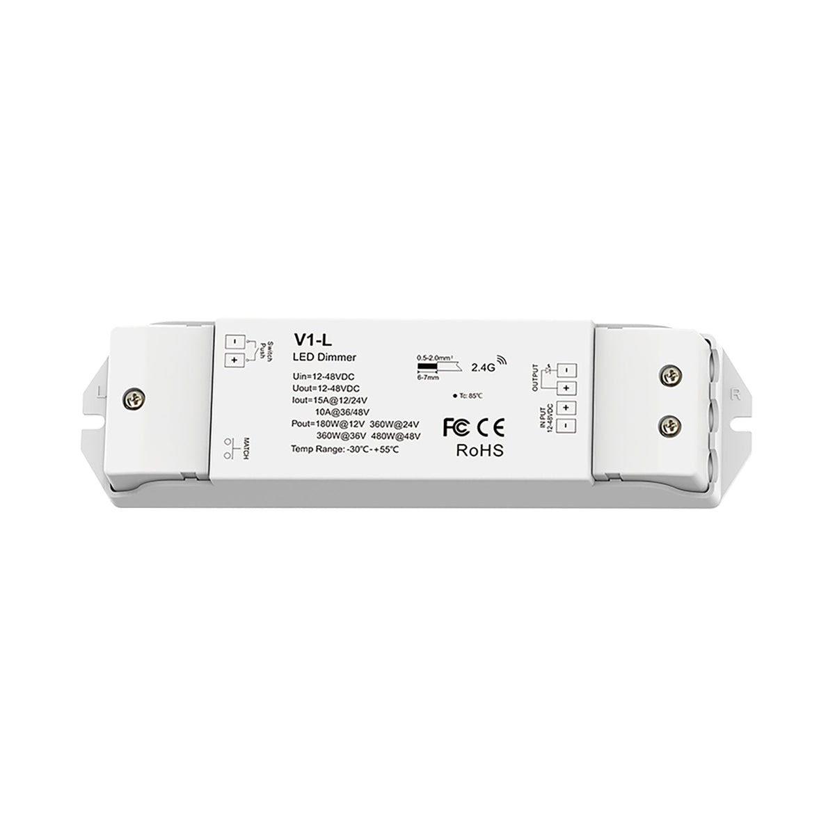 G.W.S. LED 1CH*15A 12-48V DC CV Controller, Push-Dim V1-L