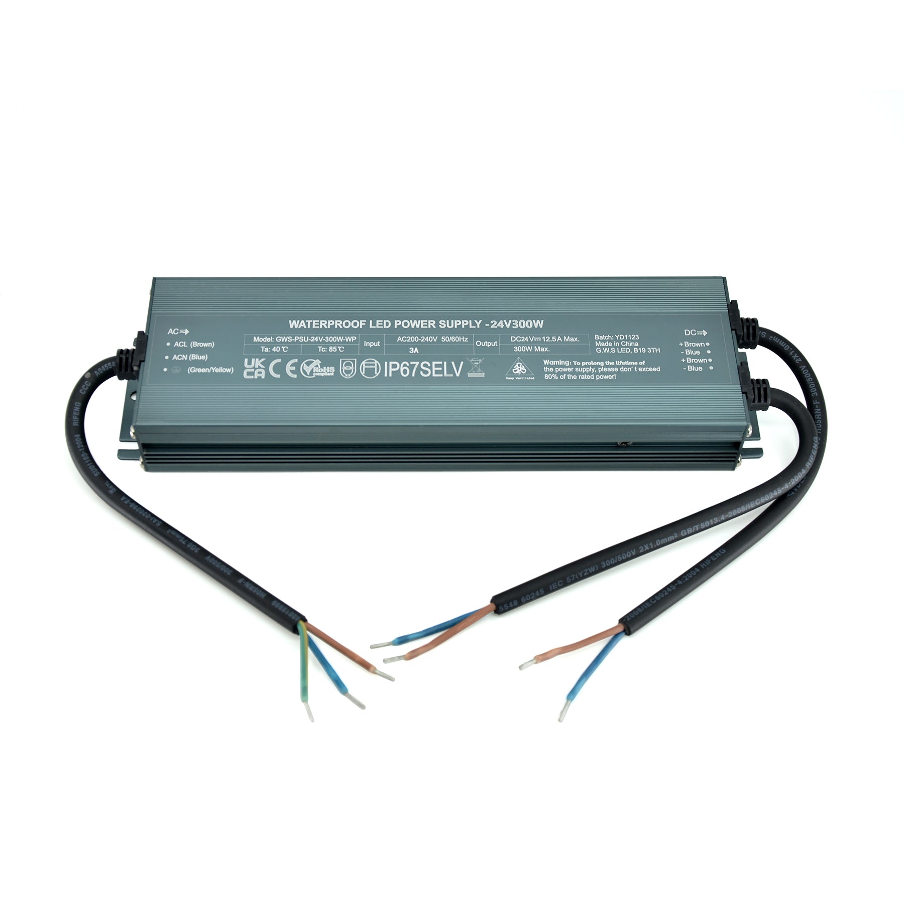 G.W.S. LED 24V / 300W LED Slim Driver 12V-24V 60W-400W IP67 Waterproof
