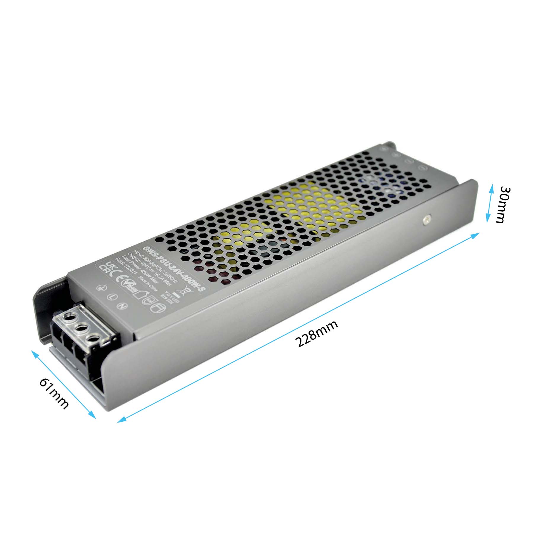 G.W.S. LED 24V / 400W LED Slim Driver 24V 400W Non-Waterproof