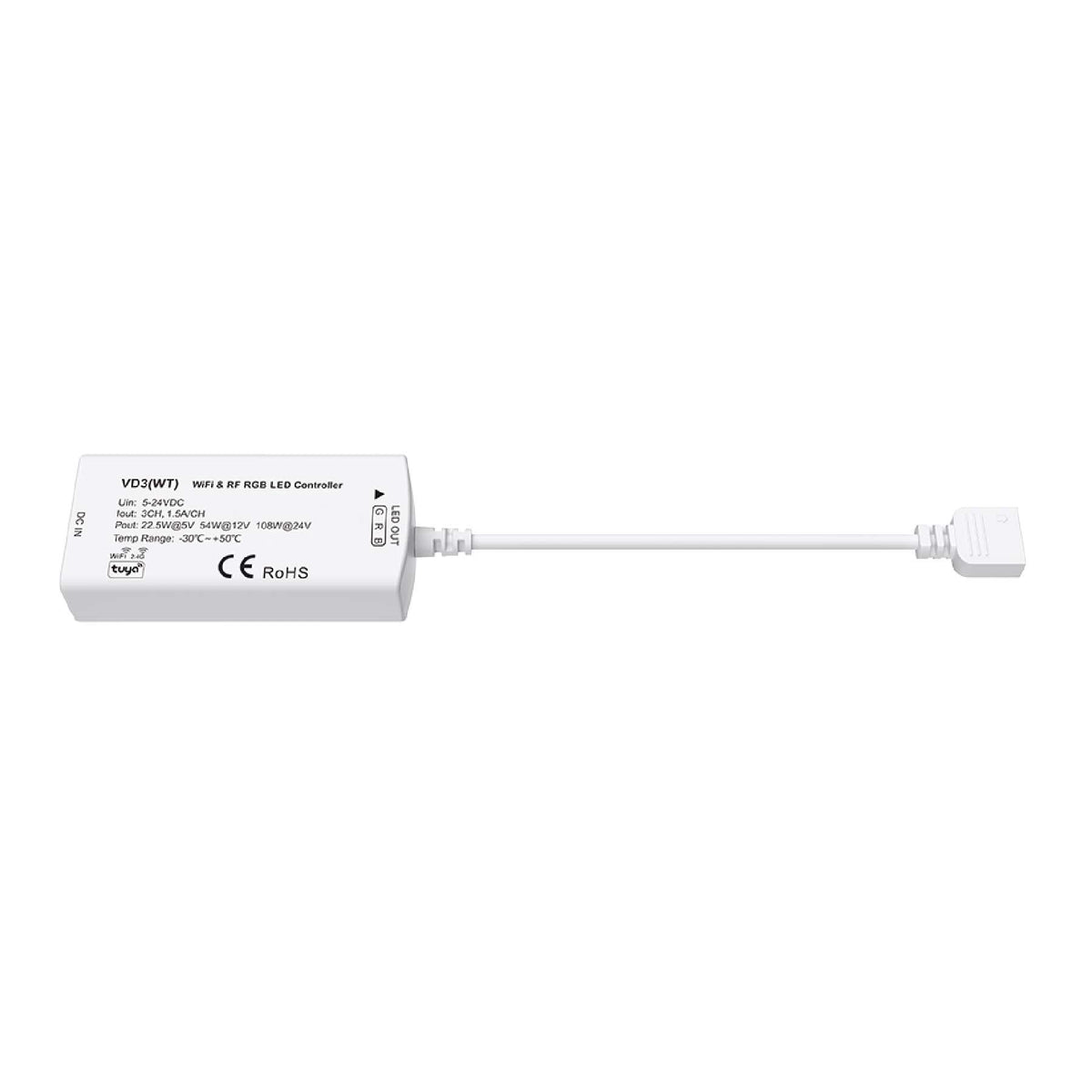 G.W.S. LED 3CH*1.5A 5-24V DC WiFi & RF CV RGB Controller VD3(WT) (Tuya App)