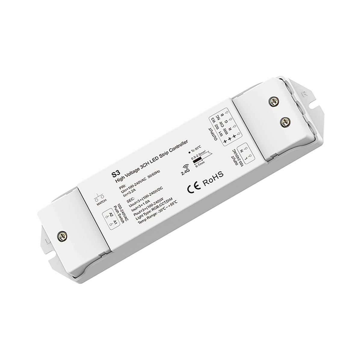 G.W.S. LED 3CH*1A 110-240V AC CCT/RGB/RGBW LED Strip Controller S3