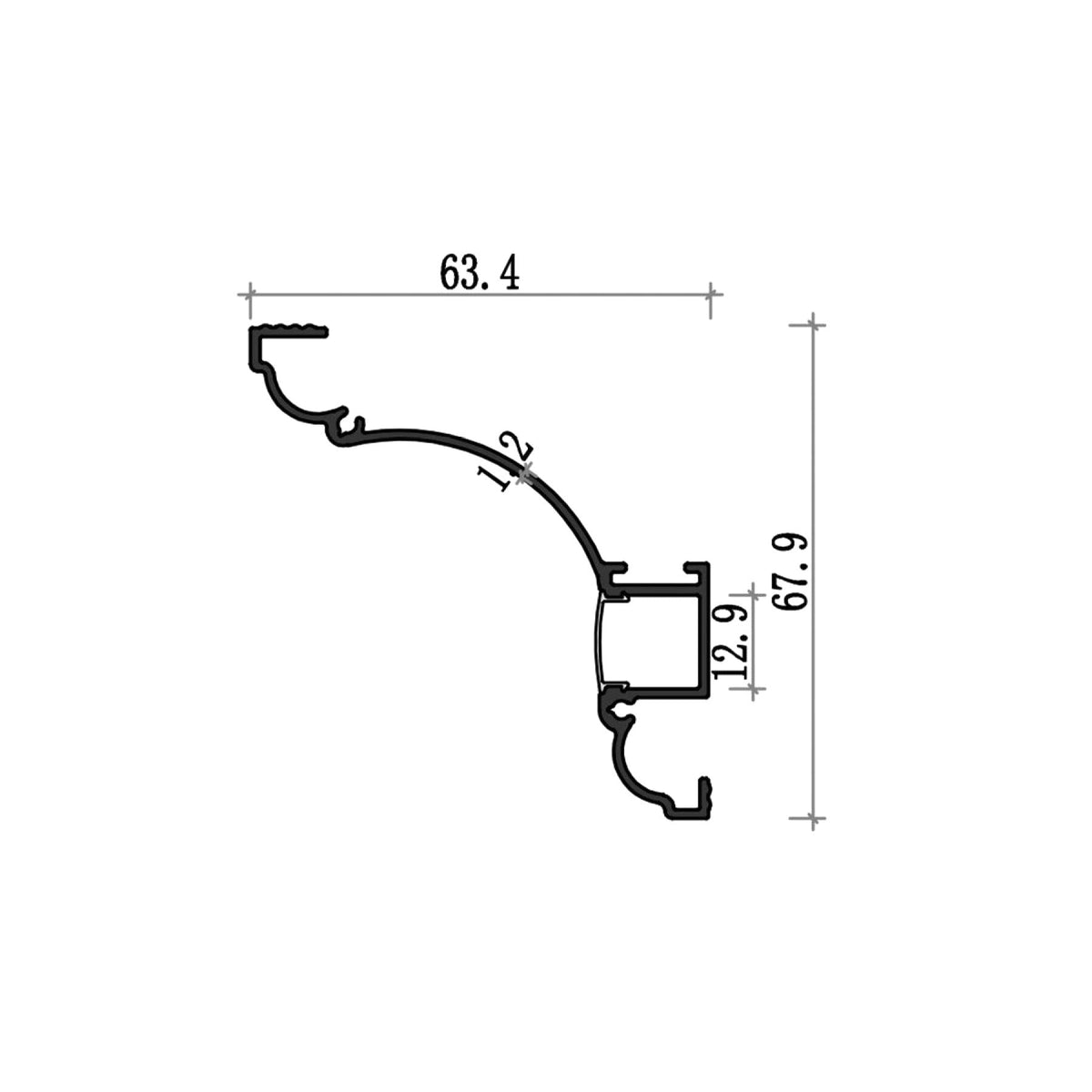 G.W.S. LED Coving LED Aluminium Profile 63.4x67.9mm (1034)