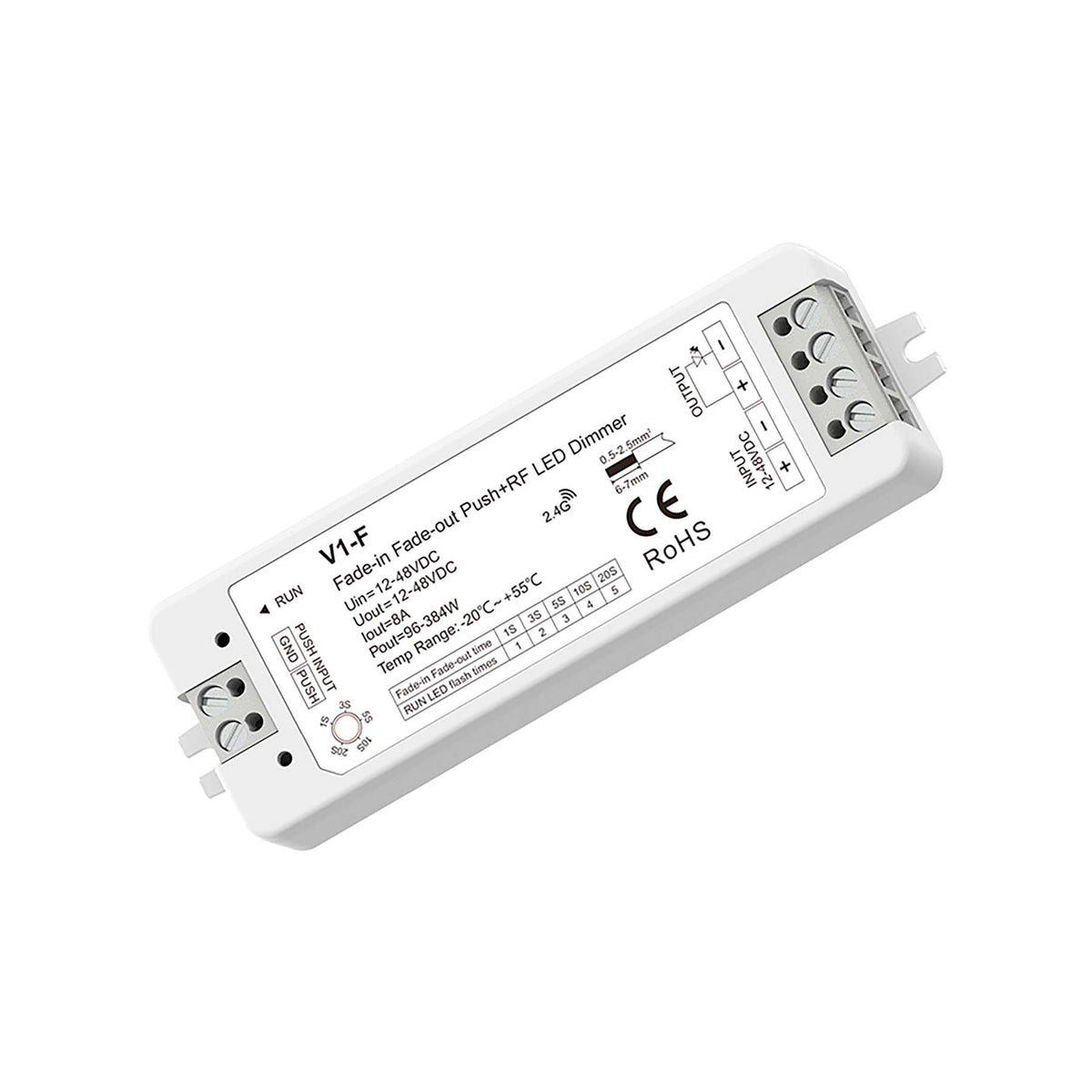 G.W.S. LED LED 12-48V DC Fade-In Fade-Out Dimmer 1CH*8A 2.4GHz RF V1-F
