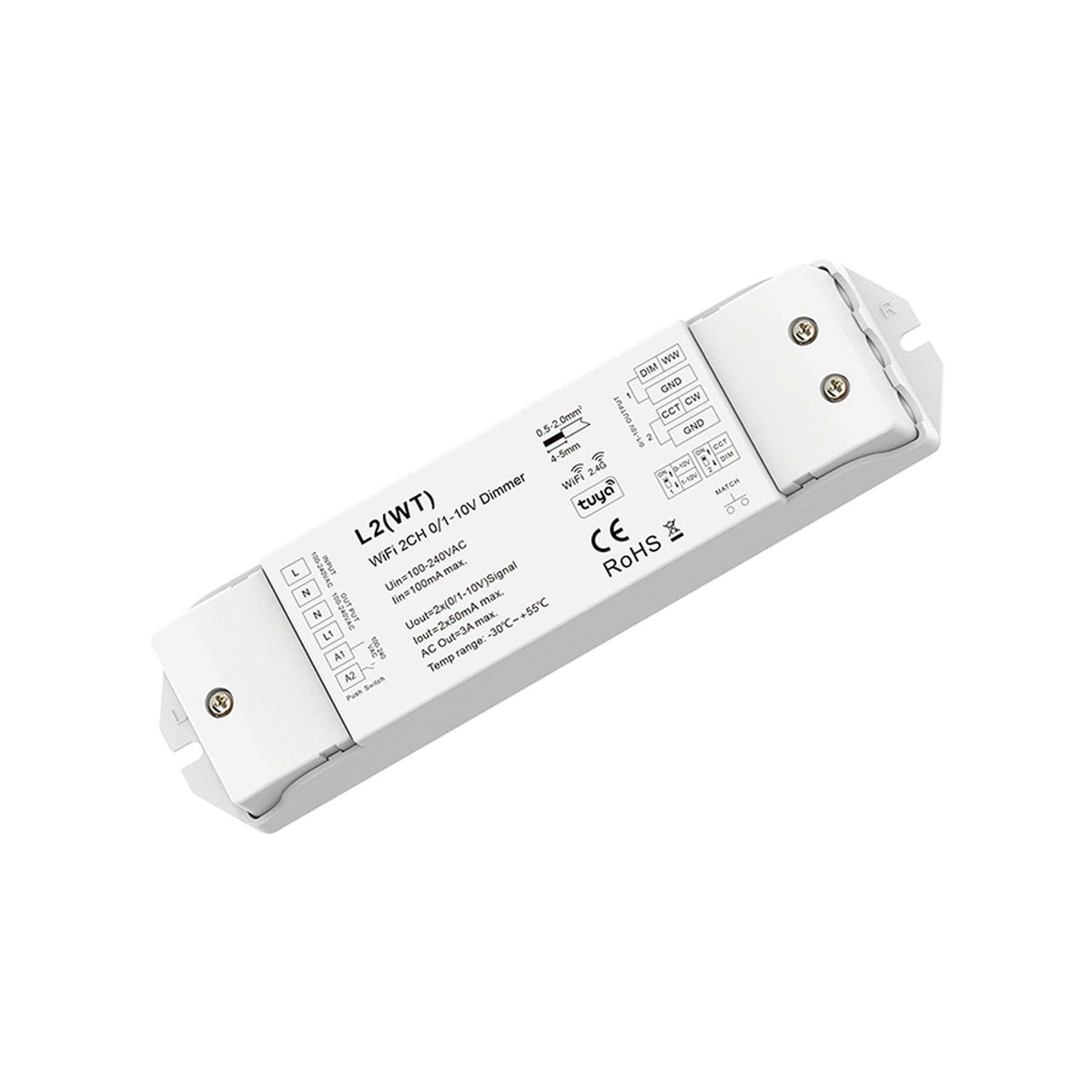 G.W.S. LED LED AC100-240V Dimming/CCT 0/1-10V Wifi Controller Tuya APP 2.4GHz RF L2(WT)