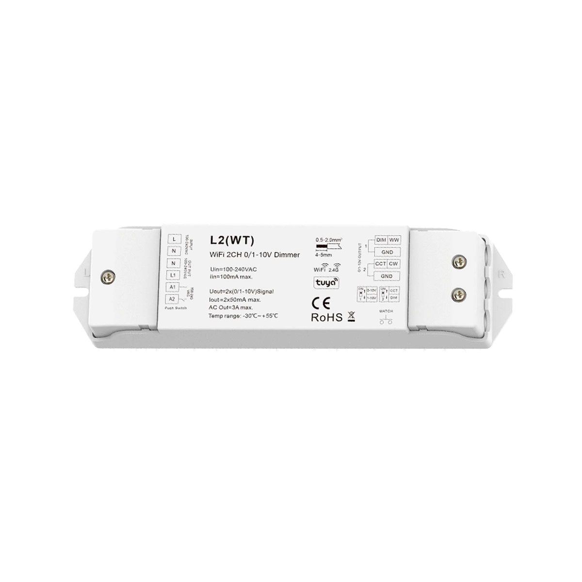 G.W.S. LED LED AC100-240V Dimming/CCT 0/1-10V Wifi Controller Tuya APP 2.4GHz RF L2(WT)