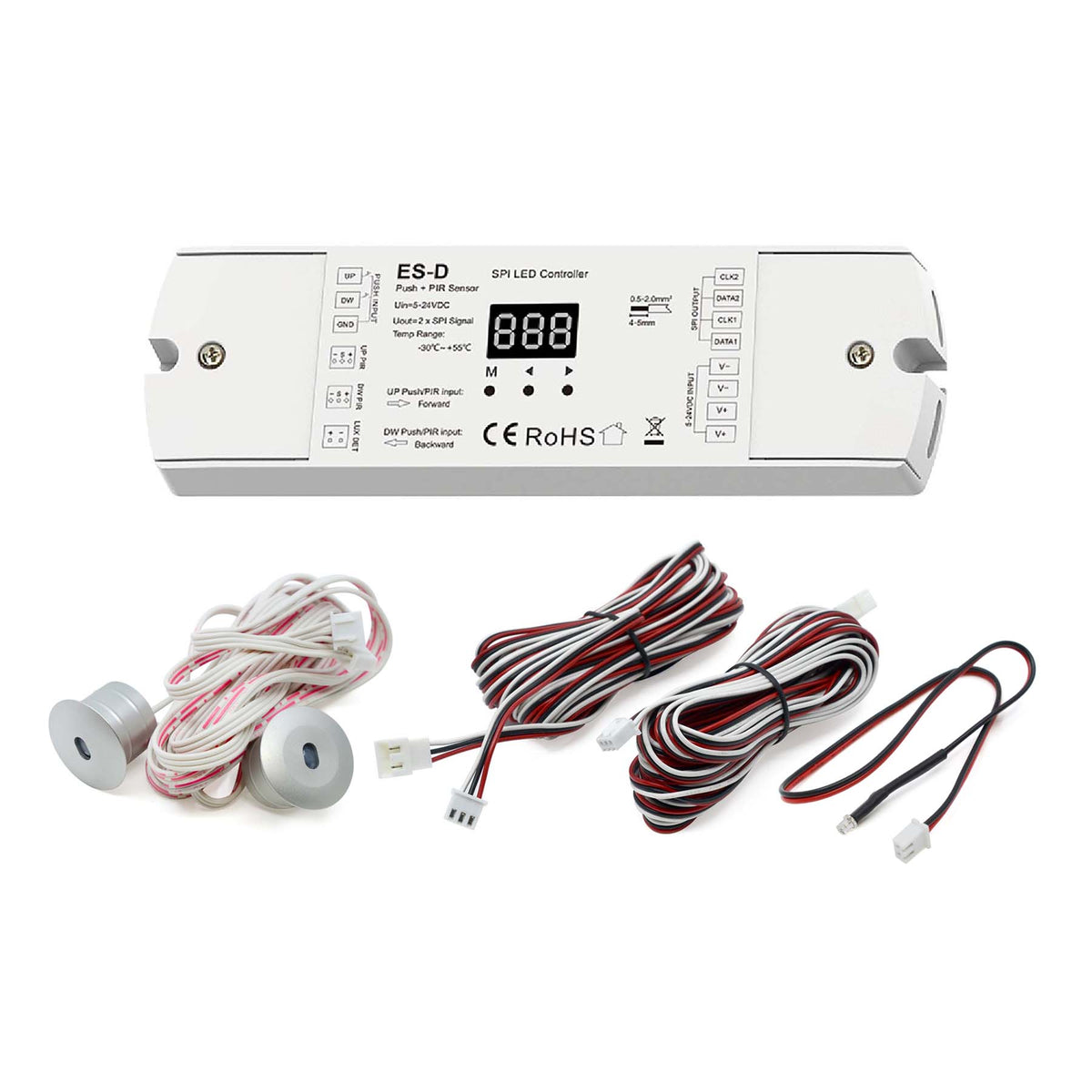 G.W.S. LED LED Controllers LED Staircase Light Controller With Dual PIR Sensors For Running Water & RGB SPI Strips ES-D