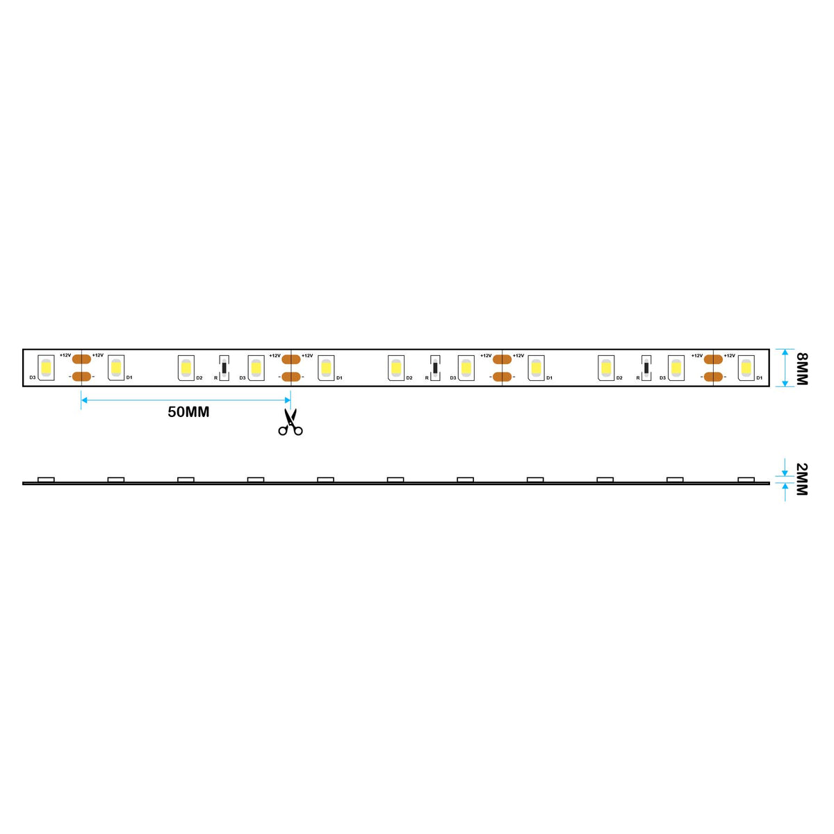 G.W.S. LED LED Strip Lights LED 2835 Strip Light, 5M Reel, IP20, 12V, 60 LEDs/M