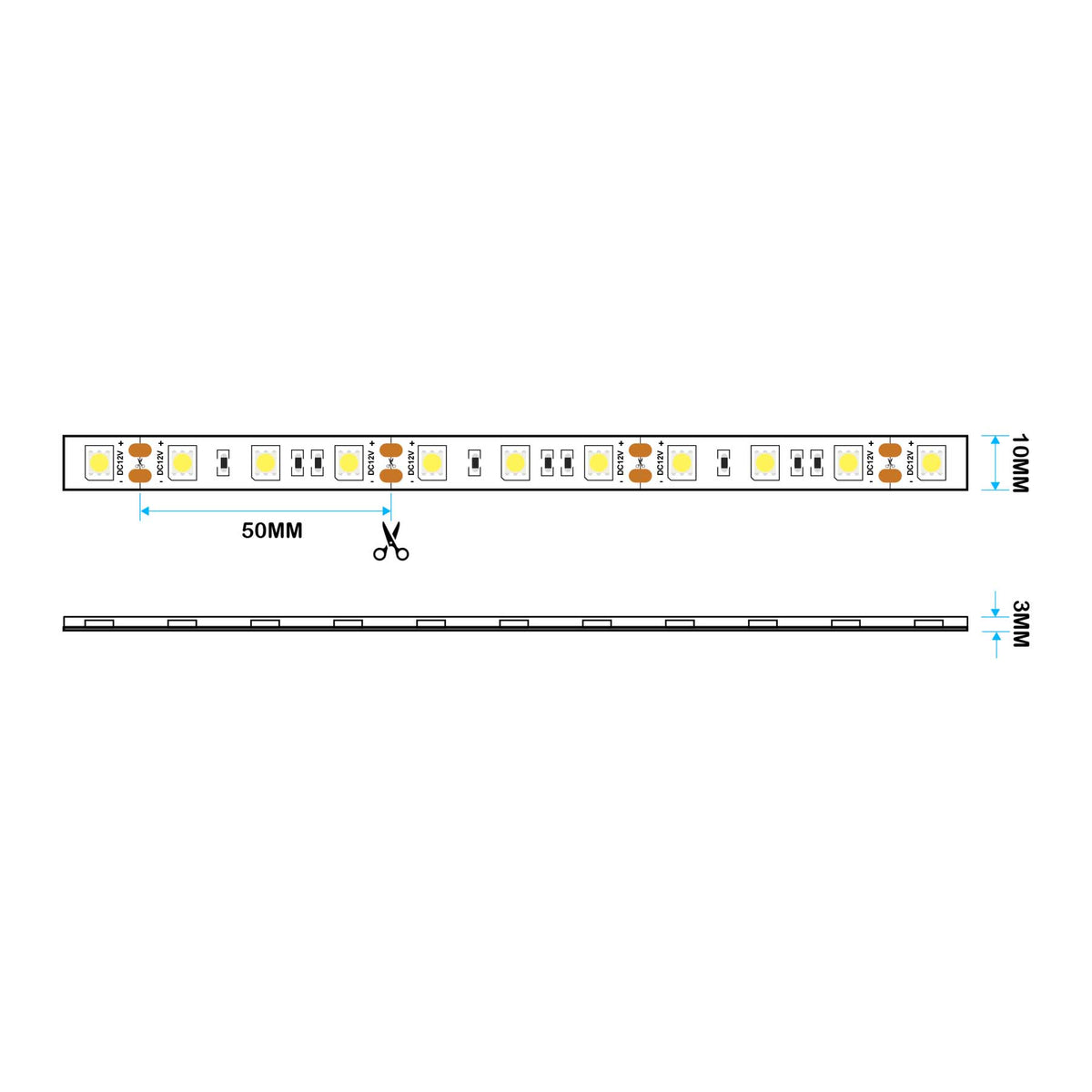 G.W.S. LED LED Strip Lights LED 5050 Strip Light, 5M Reel, IP44, 12V, 60 LEDs/M