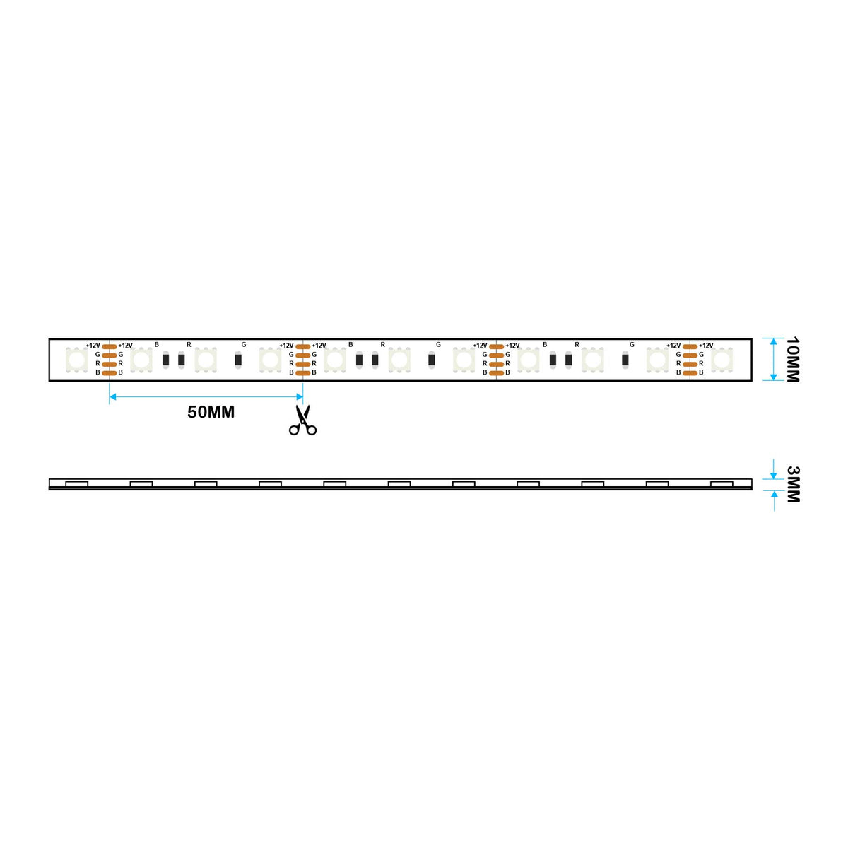 G.W.S. LED LED Strip Lights LED 5050 Strip Light, 5M Reel, IP44, 12V, 60 LEDs/M, RGB