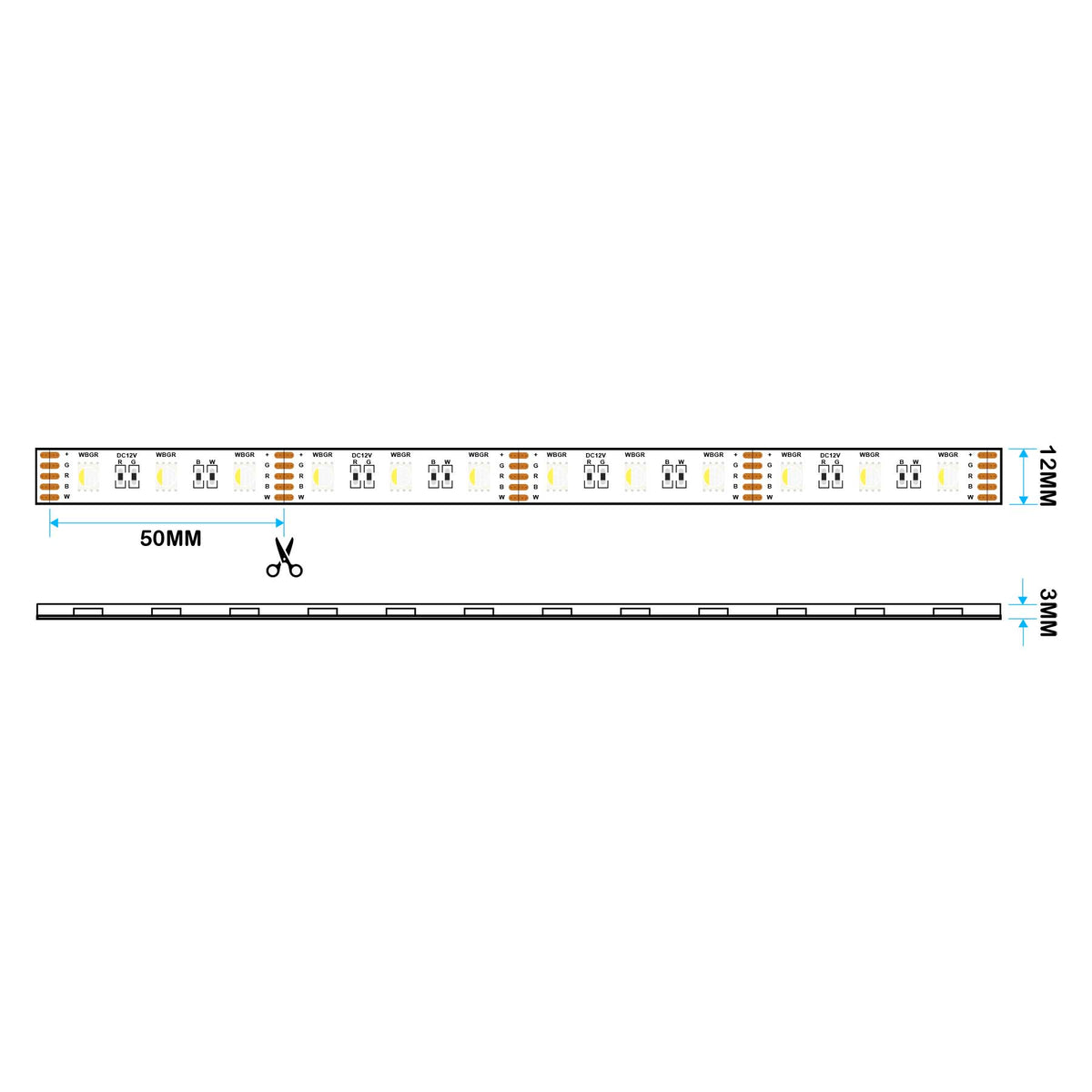 G.W.S. LED LED Strip Lights LED 5050 Strip Light, 5M Reel, IP44, 12V, 60 LEDs/M, RGB+White