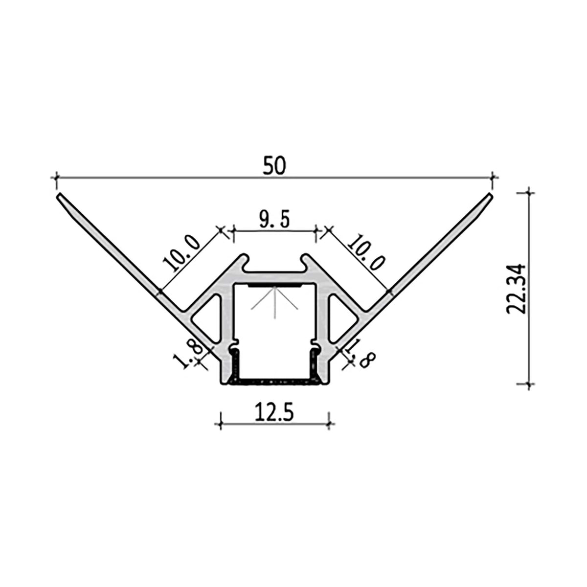 G.W.S. LED Plaster-In Trimless Recessed LED Aluminium Profile 126-C5022
