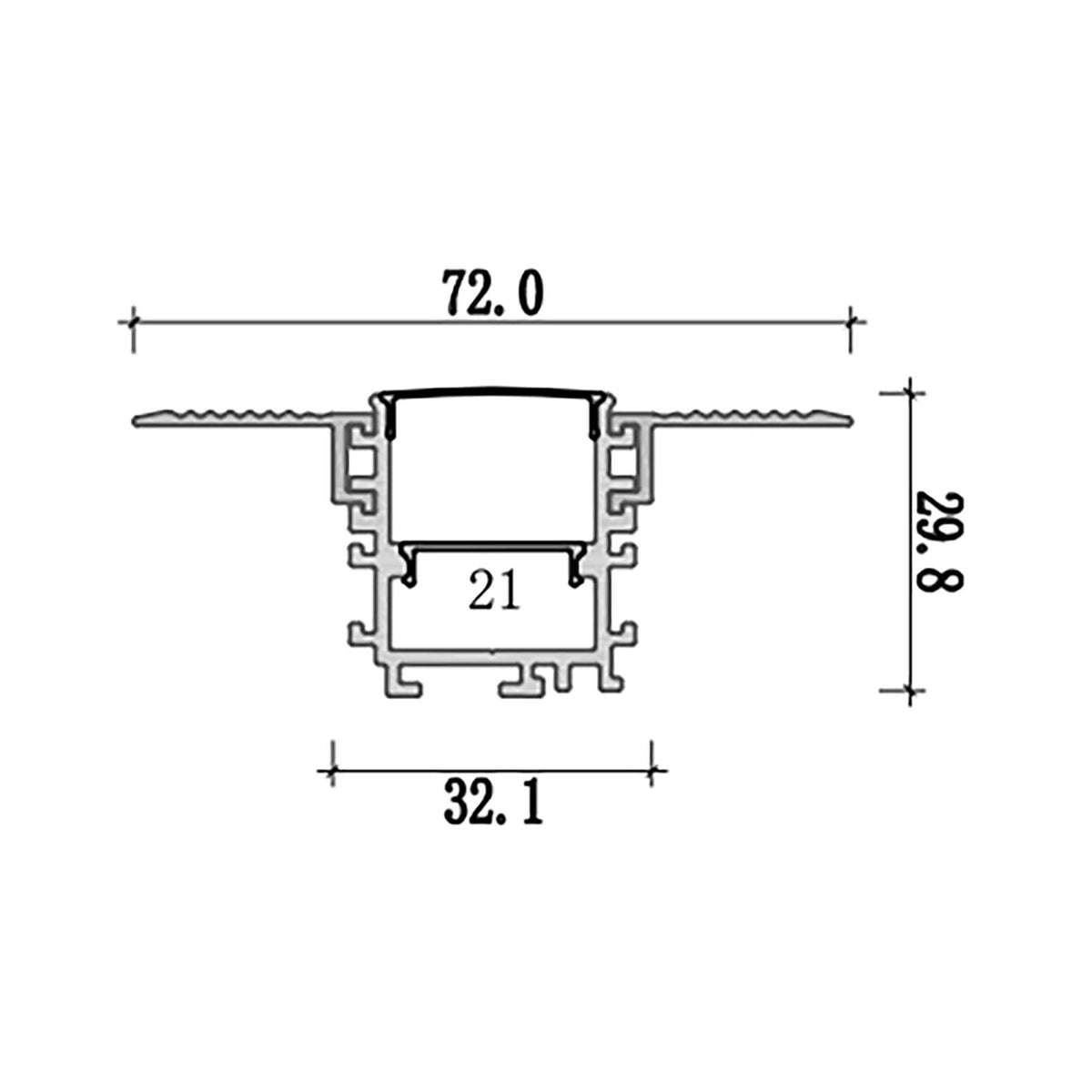 G.W.S. LED Plaster-In Trimless Recessed LED Aluminium Profile 348-C7230