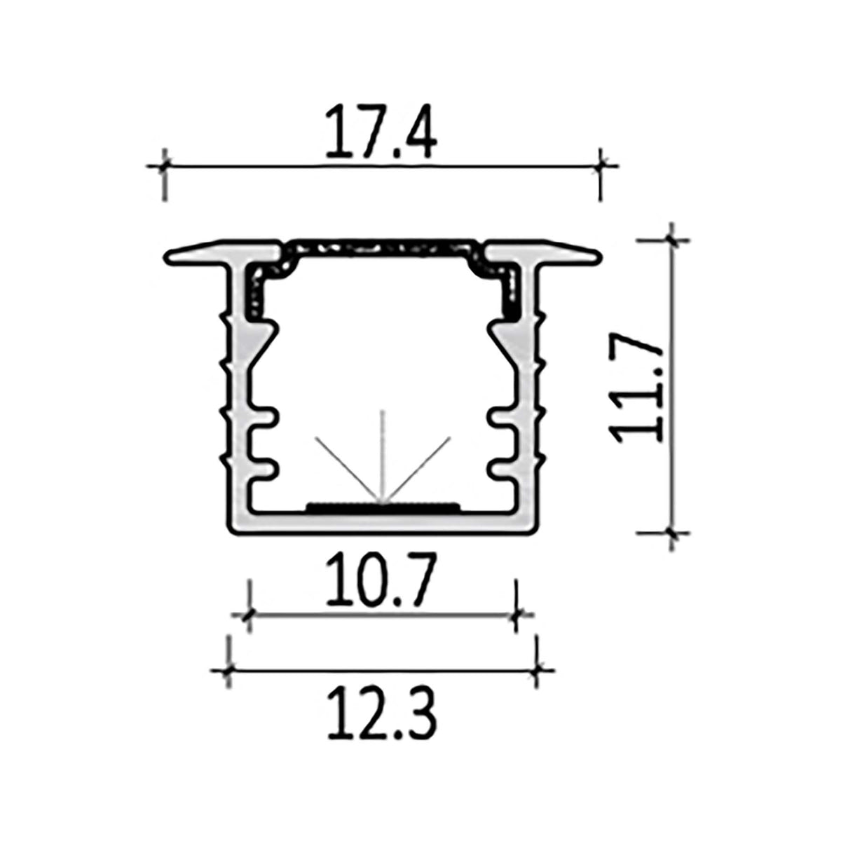 G.W.S. LED Recessed LED Aluminium Profile 17.4x11.7mm (176-Y1712)