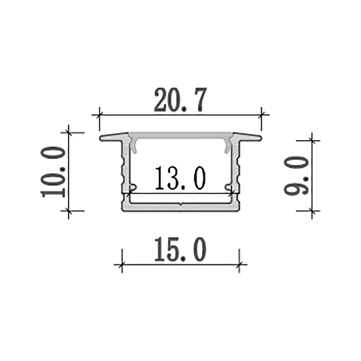 G.W.S. LED Recessed LED Aluminium Profile 20.7x10mm (337-Y2110)