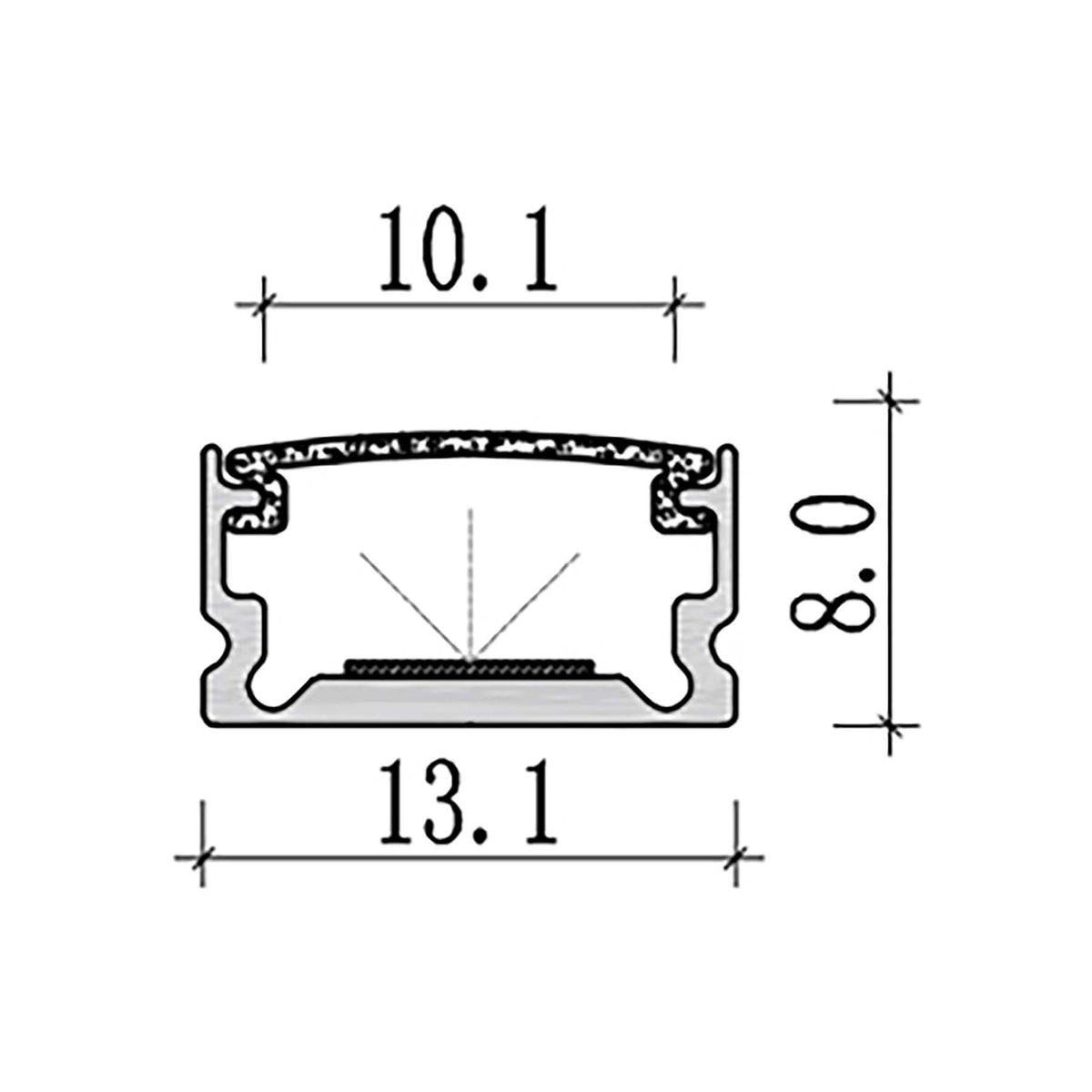 G.W.S. LED Surface Mounted LED Aluminium Profile 13.1x8mm (107-M1308)