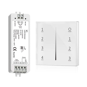 G.W.S. LED White LED 5-36V DC Dimming Controller V1 + 4 Zone Panel Remote Control 2*AAA Battery T21