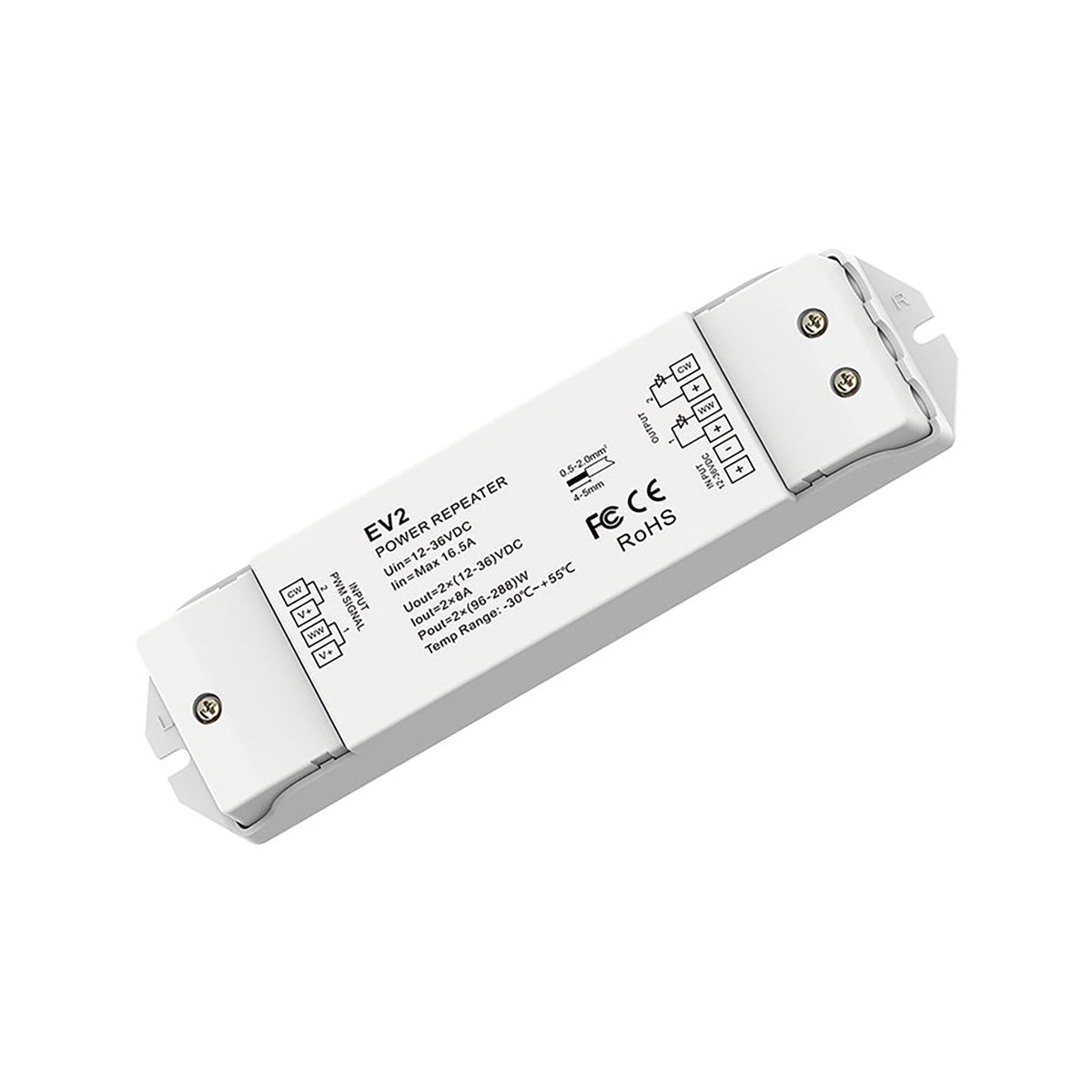 G.W.S LED Wholesale LED Amplifiers 2CH*8A 12-36V DC CV CCT Power Repeater EV2