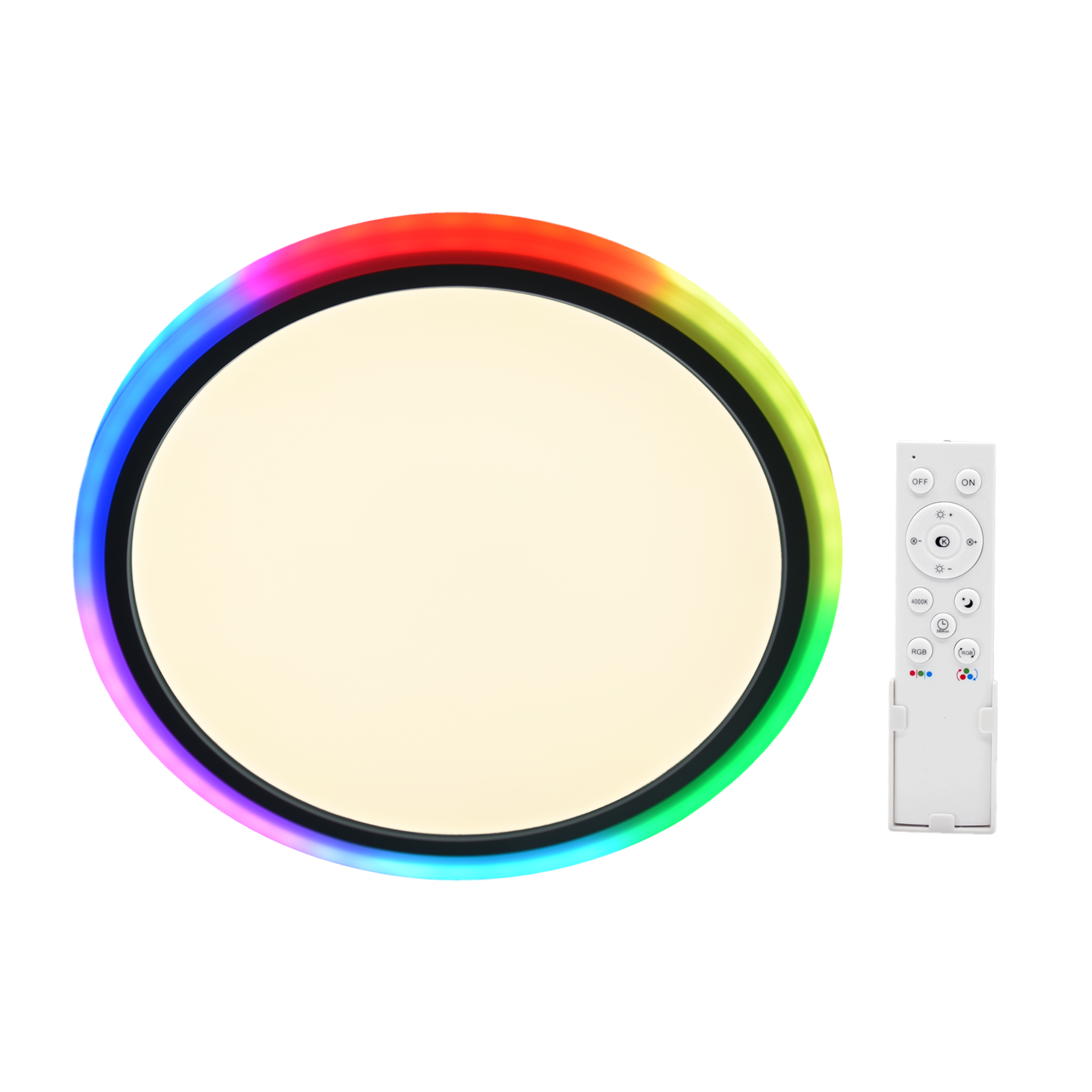 Zemty 13" RGB Flush Mount Ceiling Light – 24W Dimmable, 3000K-6000K Color Temp, Remote Control, IP54, Ultra Thin