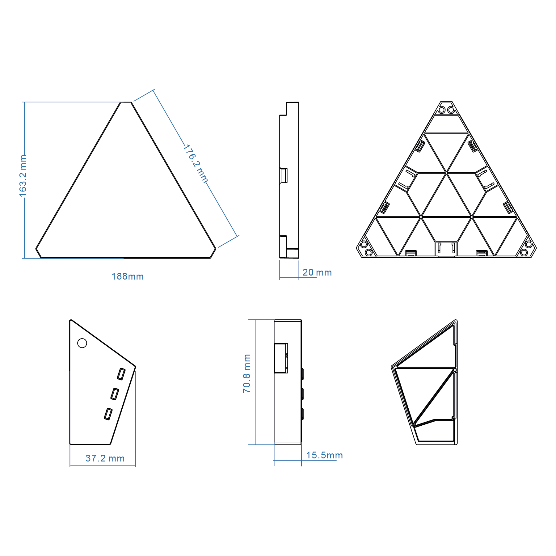 G.W.S. LED Dream Colour / 6pcs Smart LED Triangle Panel Light Dream Colour