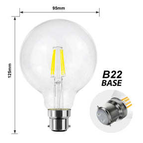 G.W.S LED Wholesale Filament LED Bulbs Vintage Style Dimmable G95 B22 8W LED Filament Globe Light Bulb