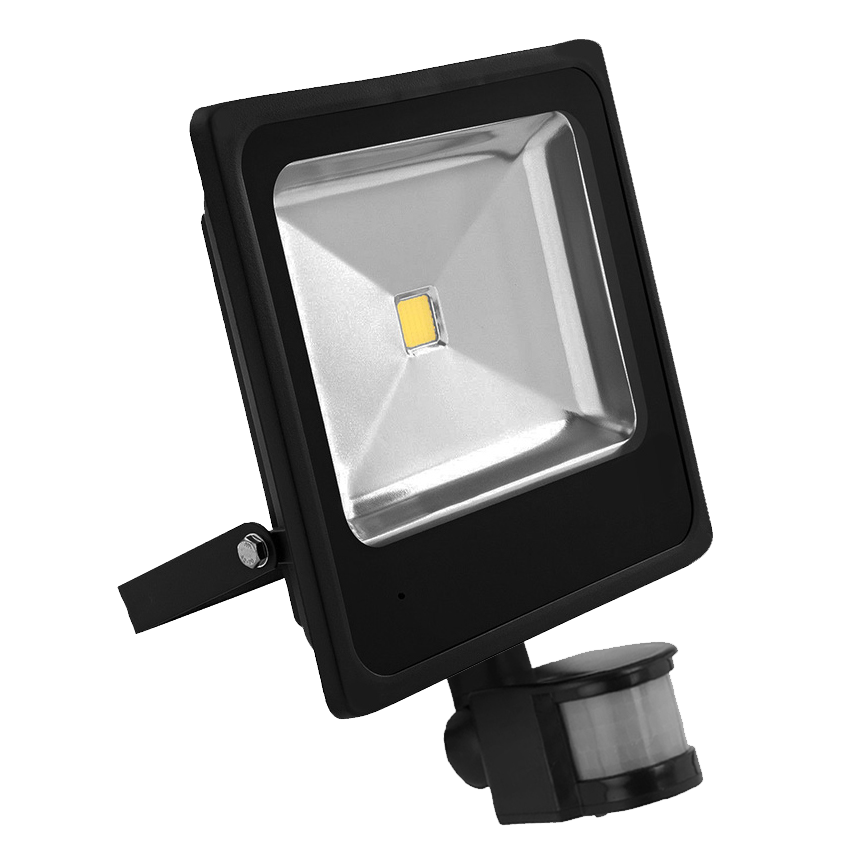 G.W.S LED Wholesale Ltd. Slim LED Floodlights 50W / Warm White (3500K) / PIR Motion Sensor Slim Black Casing LED PIR Flood Light