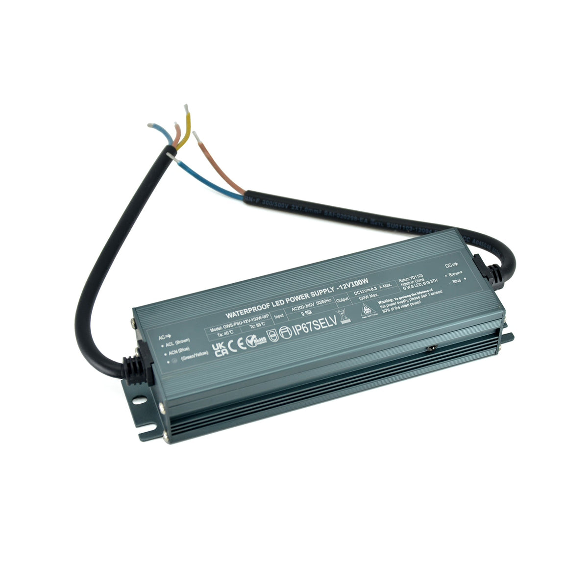 G.W.S. LED 12V / 100W LED Slim Driver 12V 100W IP67 Waterproof