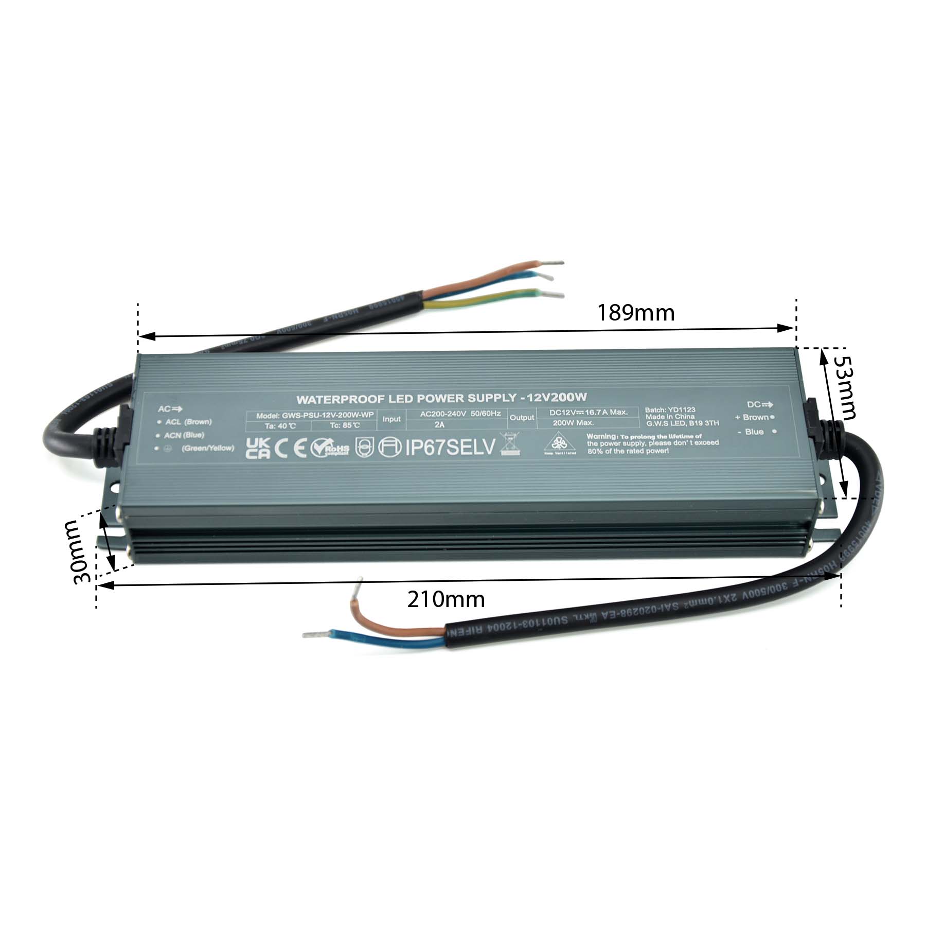 thumbnail image 2 of Led Light Driver 24V LED Power Supply - Lustaled Waterproof IP67 15W 24 Volt DC Transformer 120v Ac To 24v Dc Constant Voltage Outdoor Led Driver Converter For Led Strip Lights Cctv 2 of 14
