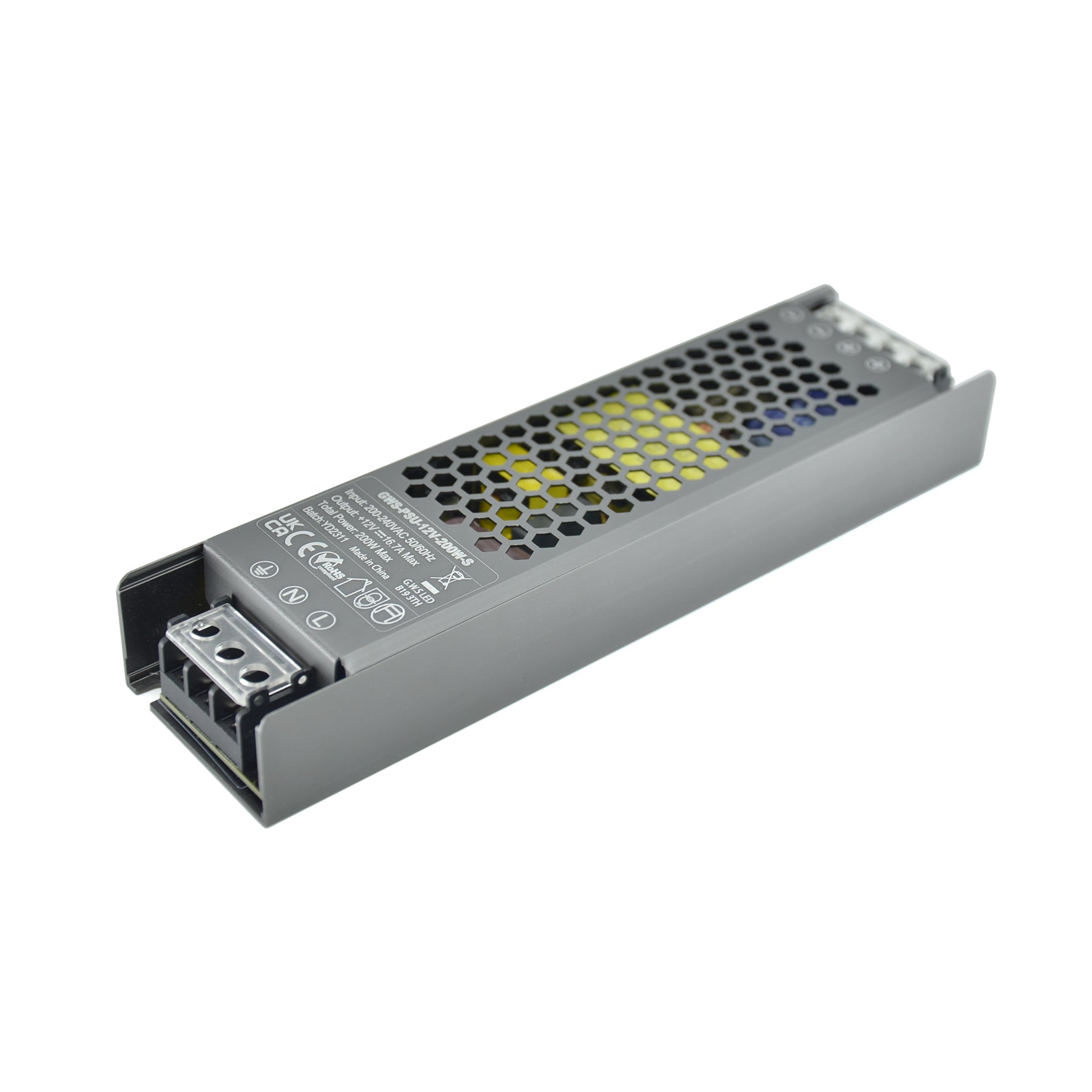 LED Slim Power Supply Transformer DC 12V 200W 16.7A IP20