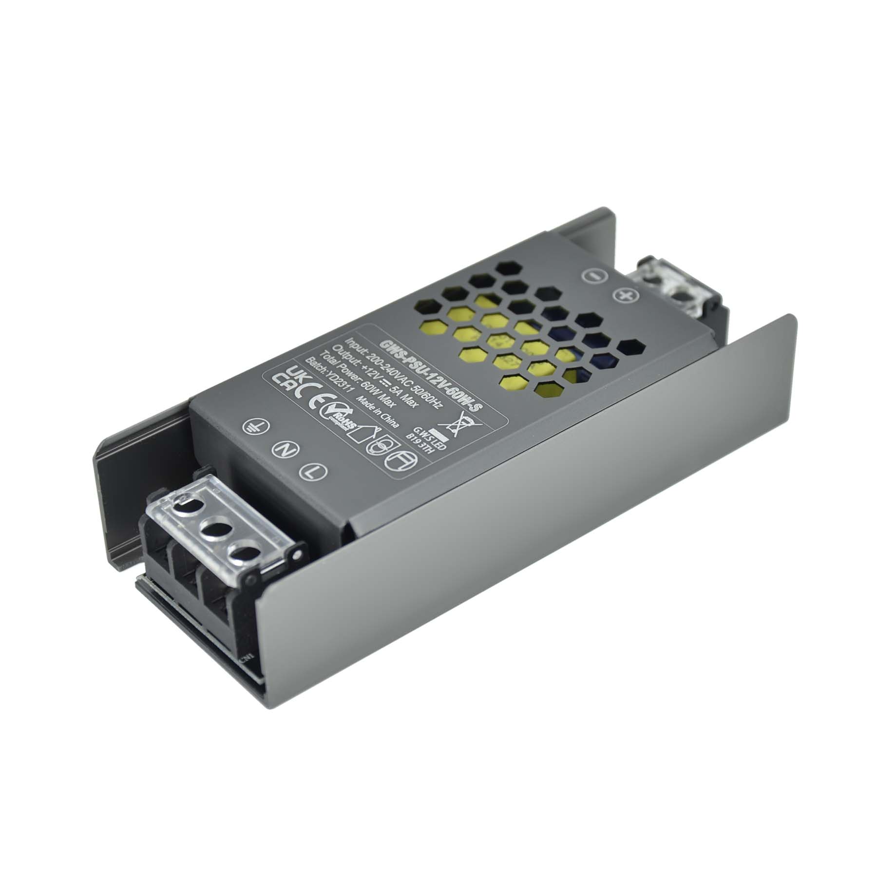 12V 5A 60W UL-Approved Power Supply – Mini-ITX Motherboard & LED Strip Adapter (GA60SC2-1205000)