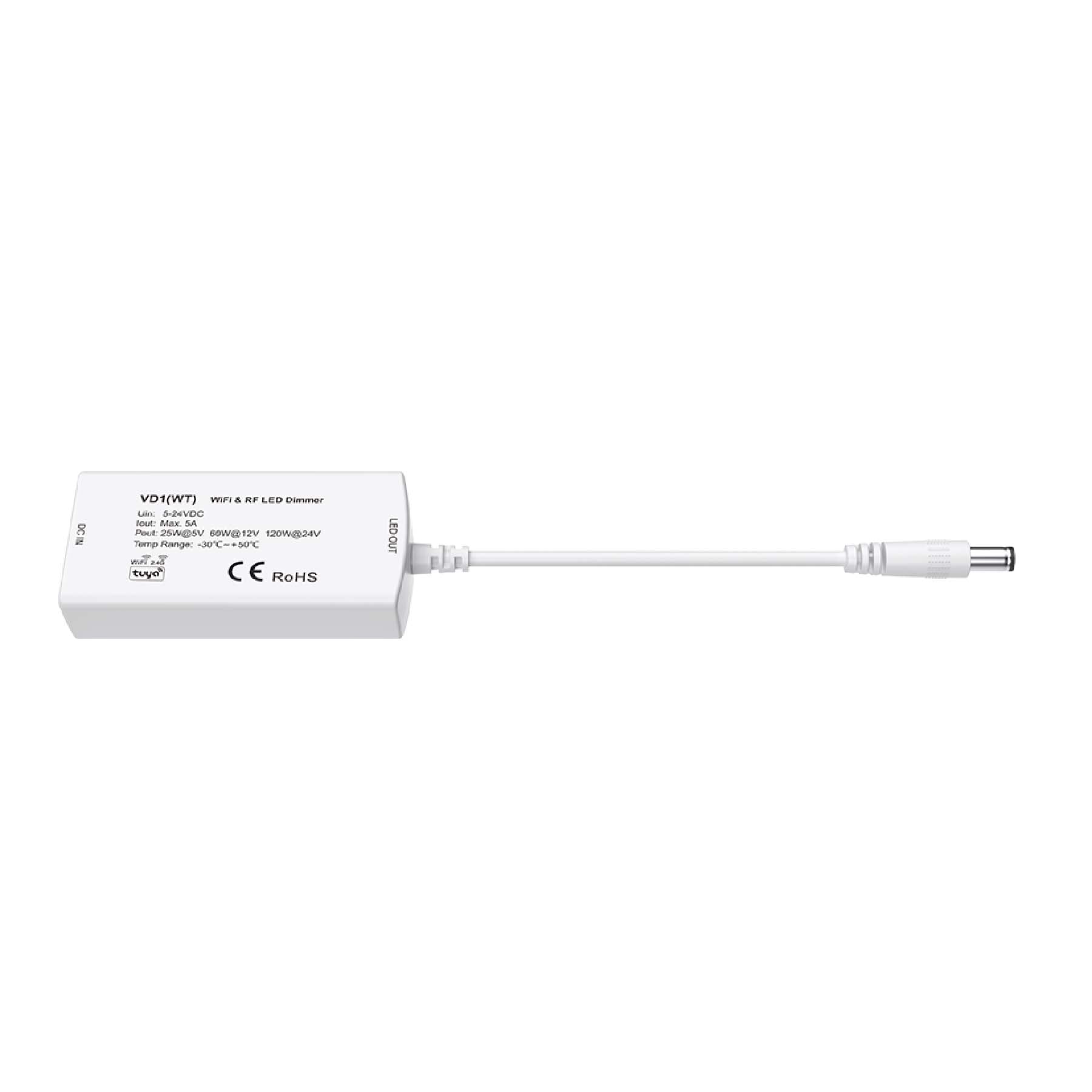 G.W.S. LED 1CH*5A 5-24V DC WiFi & RF CV Controller VD1(WT) (Tuya App)