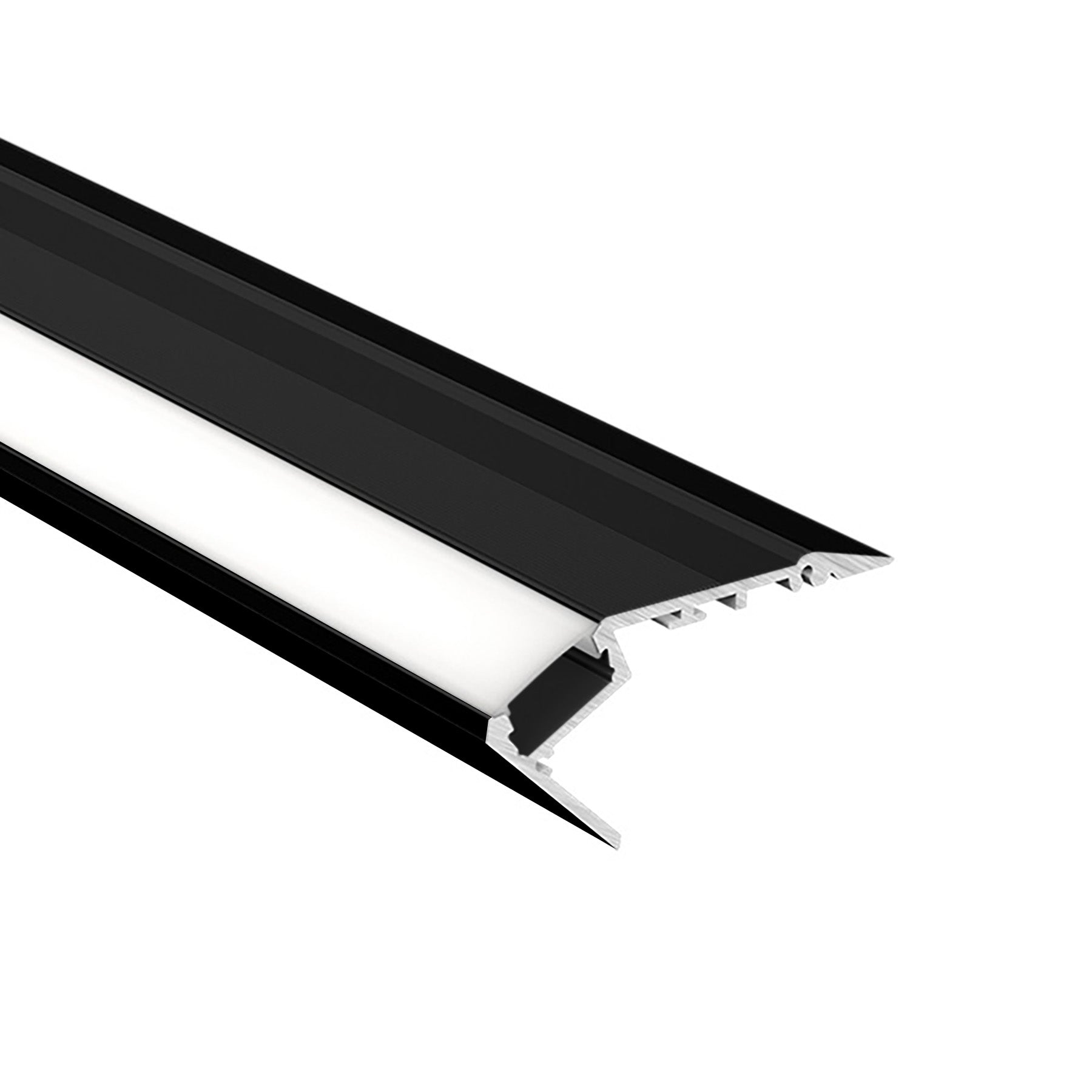 G.W.S. LED 1M / Black Stair Nosing Waterproof LED Aluminium Profile 630 (POS)