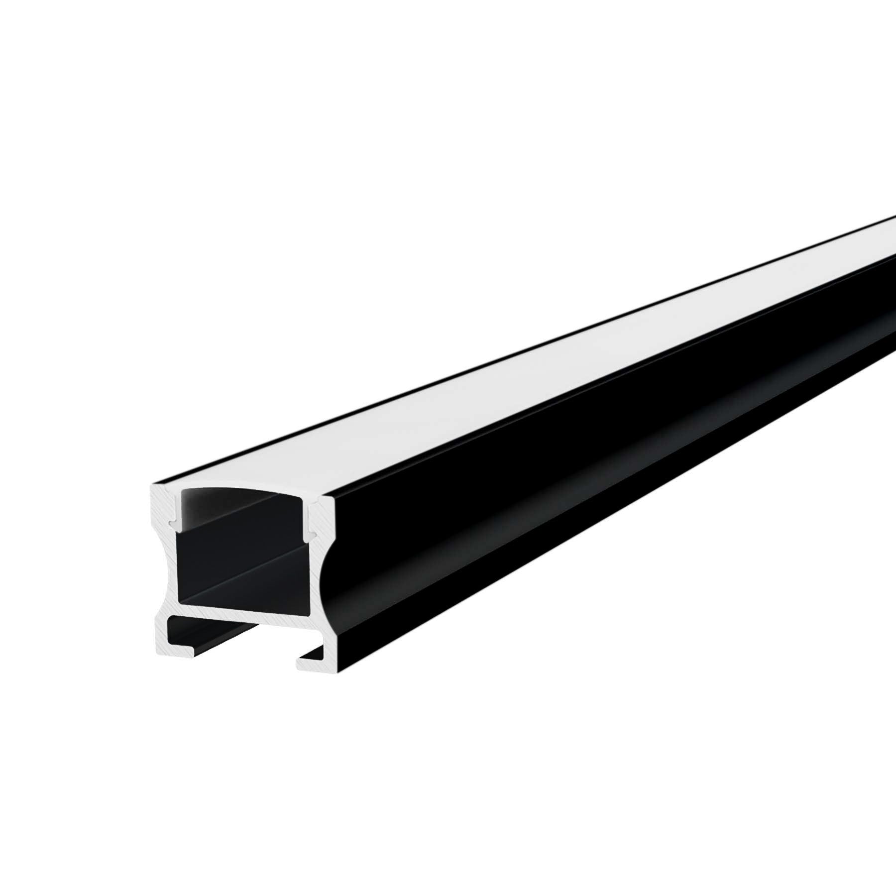 G.W.S. LED 1M / Black Surface Mounted Invisible Brackets LED Aluminium Profile 571 (POS)