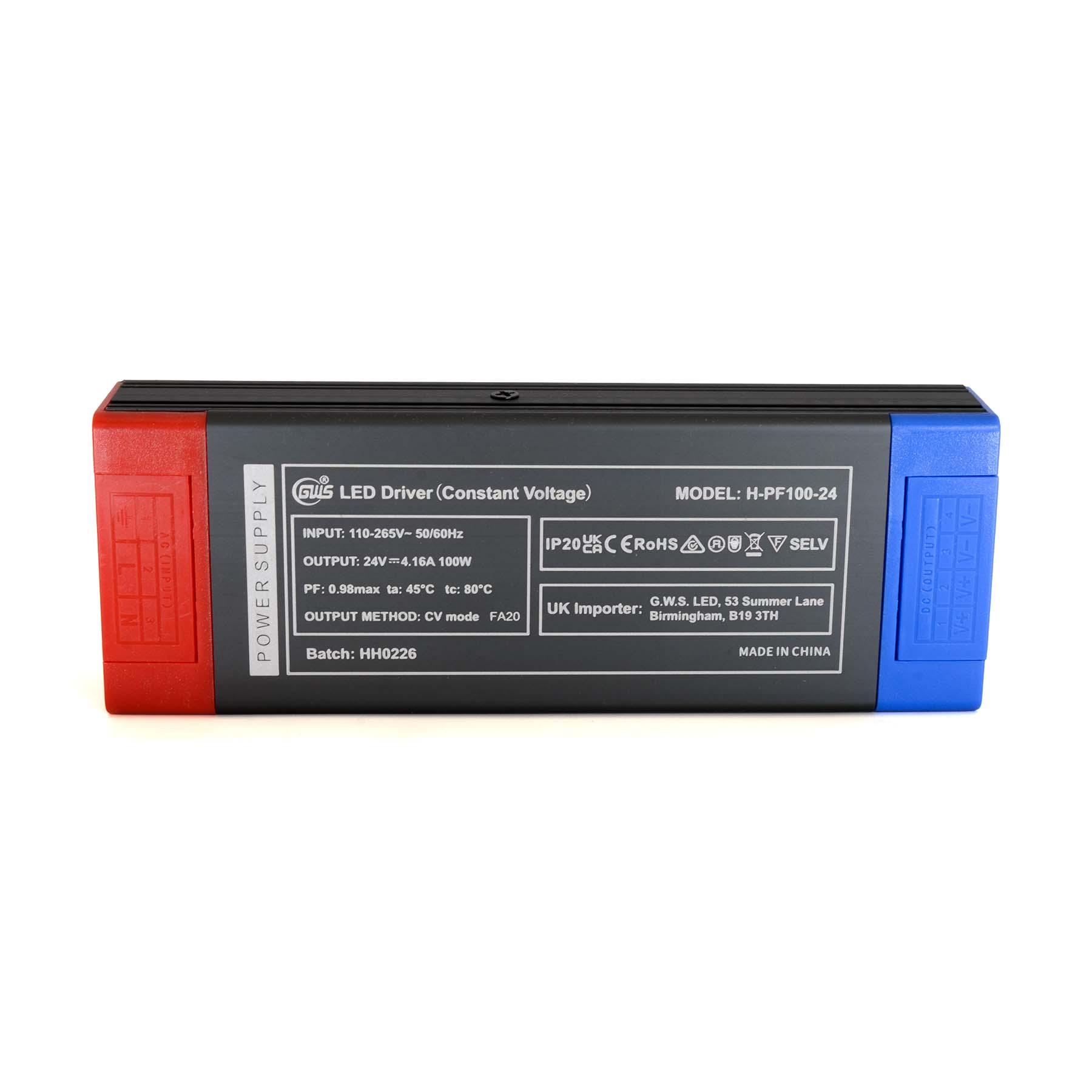 G.W.S. LED 24V / 100W LED Slim Power Supply Transformer DC 12V-48V 60W-400W 2.1A-33A IP20