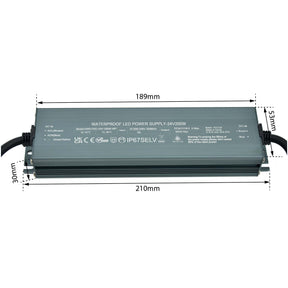 G.W.S. LED 24V / 200W LED Slim Driver 24V 200W IP67 Waterproof