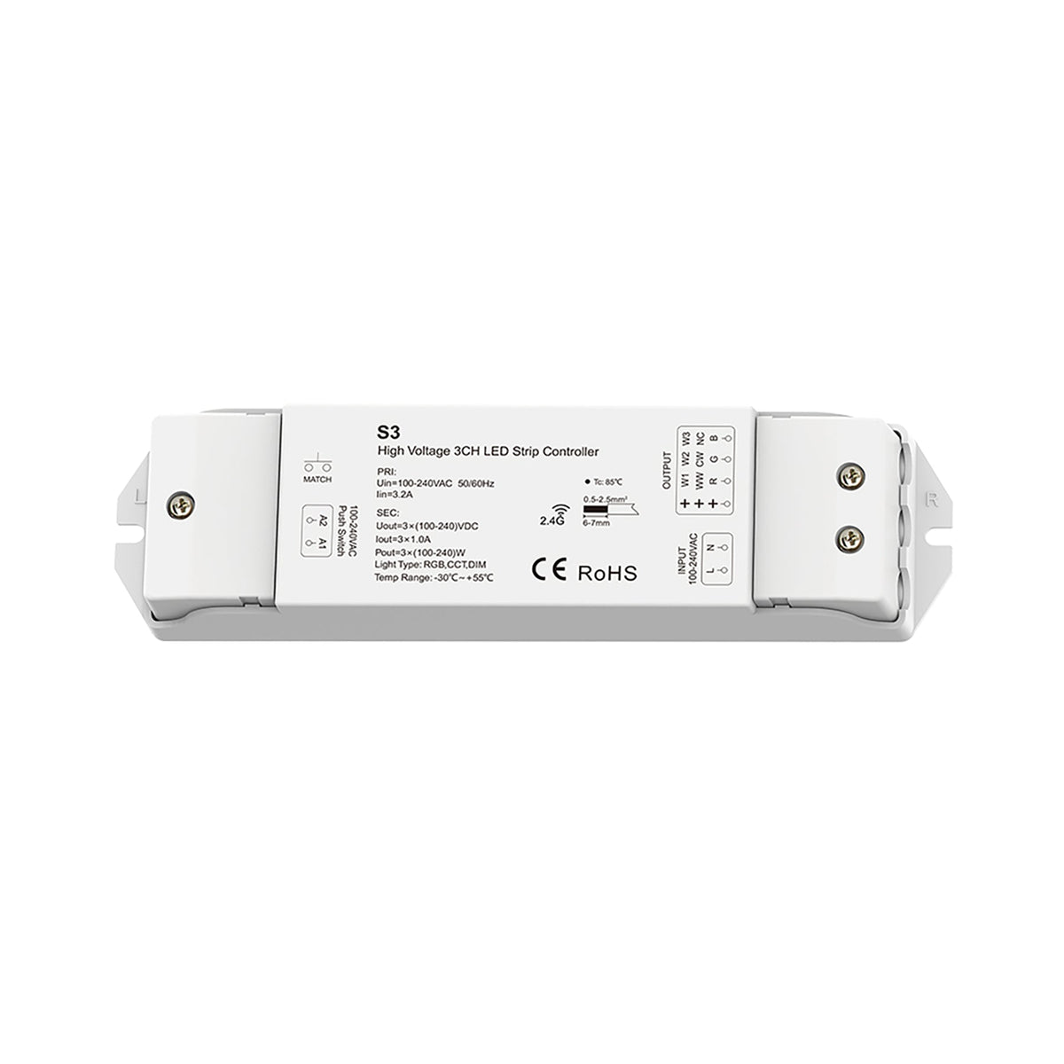G.W.S. LED 3CH*1A 110-240V AC CCT/RGB/RGBW LED Strip Controller S3