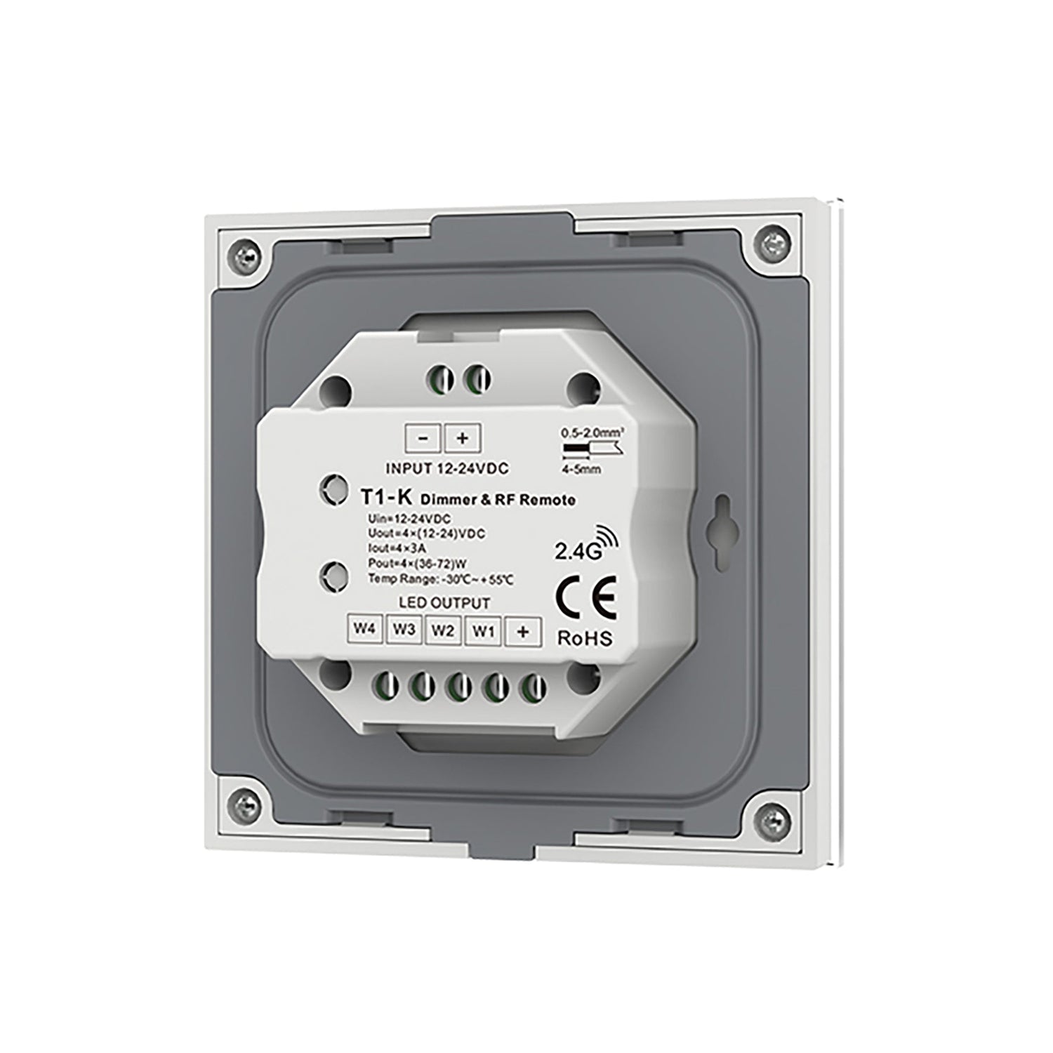 LED 12-48V DC Dimming Controller Rotary Panel 3CH*4A 2.4GHz RF T1-K