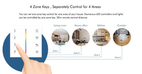 G.W.S. LED 4 Zones CCT Touch Panel Remote Control (2*AAA battery) T22