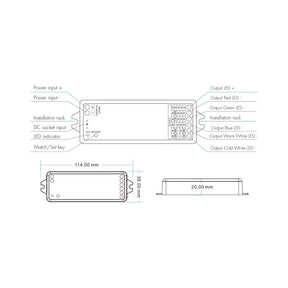 G.W.S. LED 5CH*3A 12-24V ZigBee & RF 5 in1 CV Controller WZ5 (Tuya App)