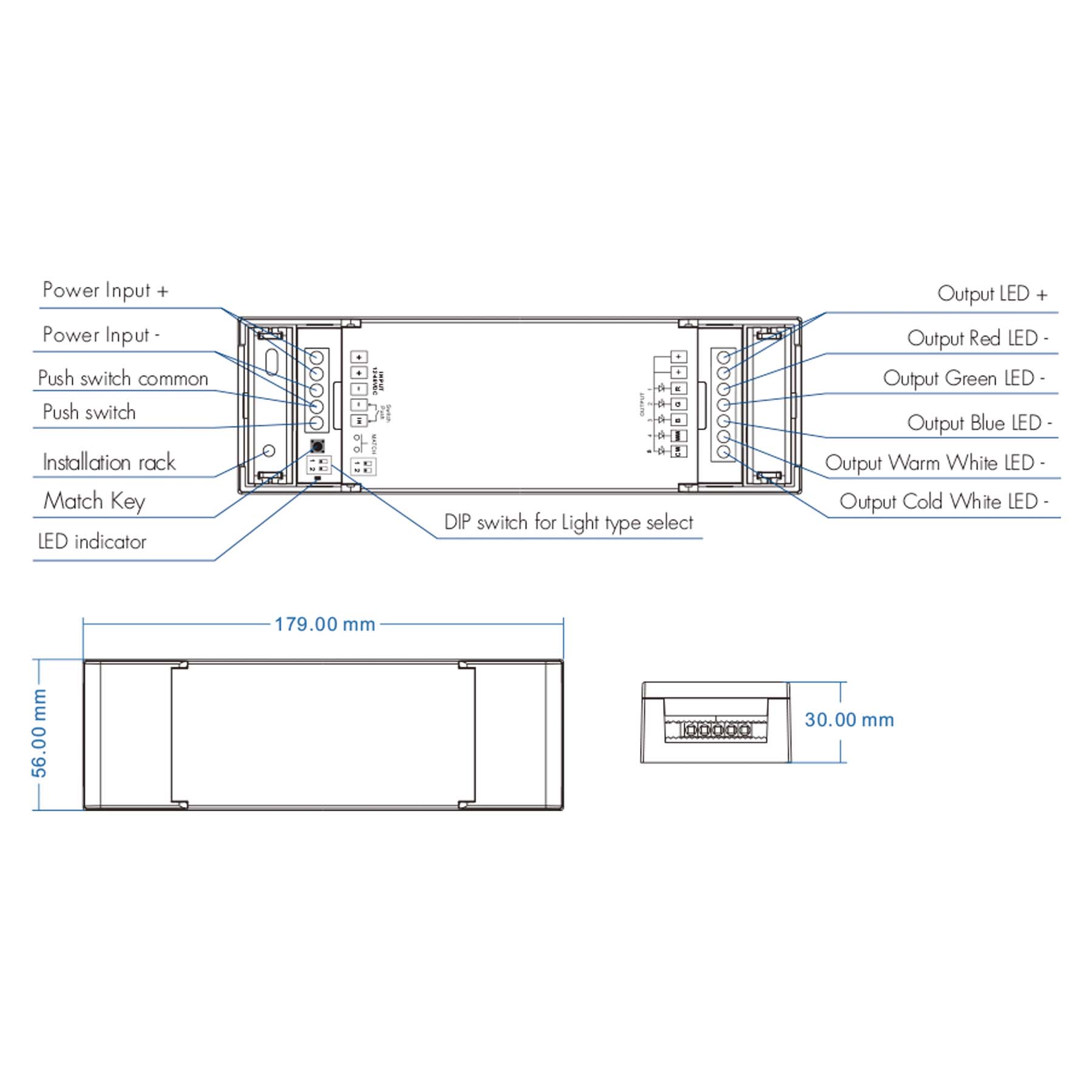 G.W.S. LED 5CH*6A 12-48VDC WiFi & RF 5 in 1 CV Controller V5-L(WT) (Tuya App)