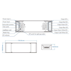 G.W.S. LED 5CH*6A 12-48VDC WiFi & RF 5 in 1 CV Controller V5-L(WT) (Tuya App)