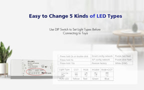 G.W.S. LED 5CH*6A 12-48VDC WiFi & RF 5 in 1 CV Controller V5-L(WT) (Tuya App)