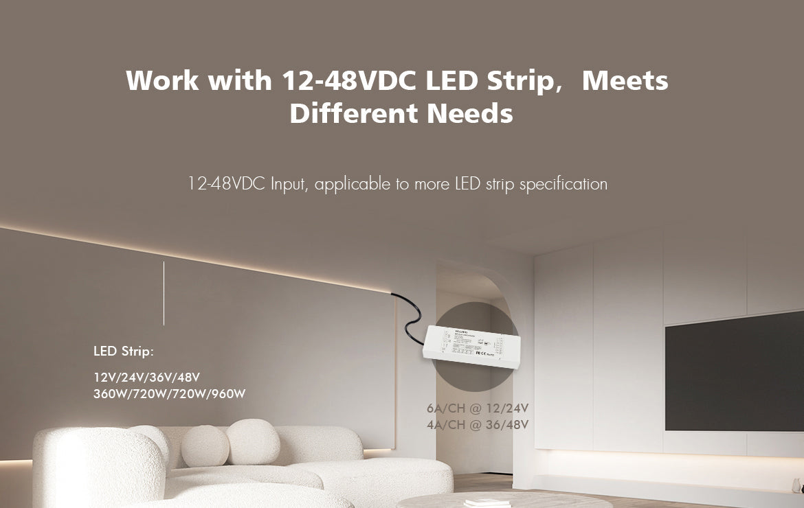 G.W.S. LED 5CH*6A 12-48VDC WiFi & RF 5 in 1 CV Controller V5-L(WT) (Tuya App)