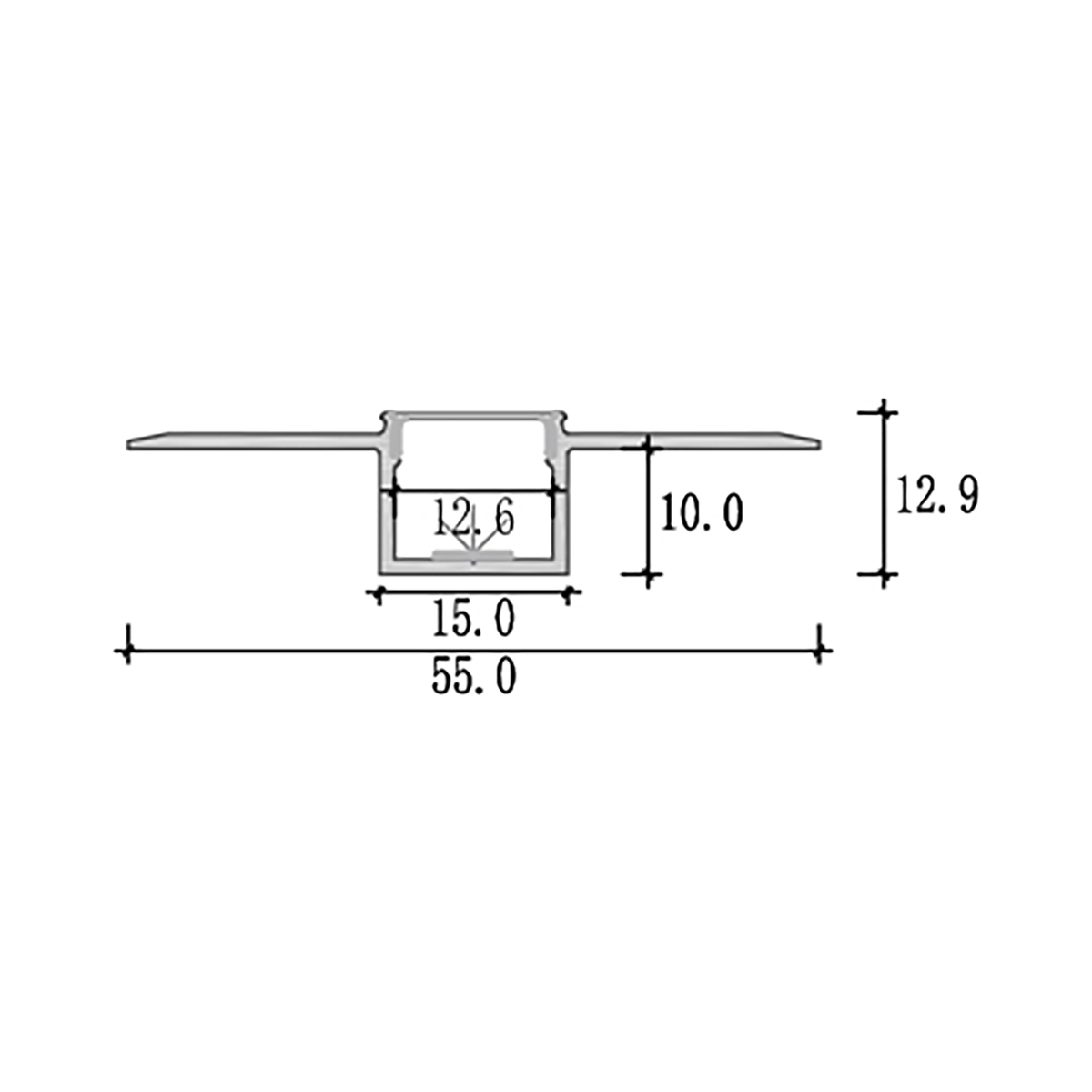 G.W.S. LED Bendable Plaster-In Trimless Recessed LED Aluminium Profile 55x12.9mm (329-C5513)