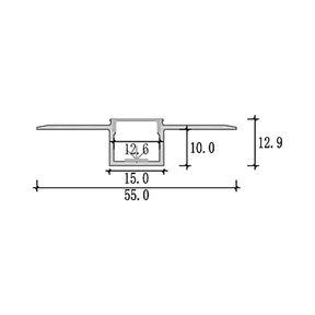 G.W.S. LED Bendable Plaster-In Trimless Recessed LED Aluminium Profile 55x12.9mm (329-C5513)