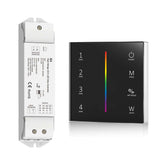 G.W.S. LED Black LED 100-240V AC RGB/RGBW Controller S3 + 4 Zone Panel Remote Control 2*AAA Battery T24