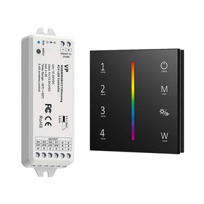G.W.S. LED Black LED 12-24V DC RGB/RGBW Controller VP + 4 Zone Panel Remote Control 100-240V AC Input T14-1