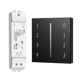 G.W.S. LED Black LED 12-48V DC Dimming Controller V1-L + 4 Zone Panel Remote Control 100-240V AC Input T11-1