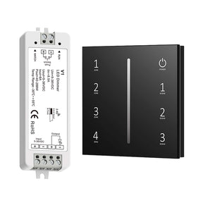 G.W.S. LED Black LED 5-36V DC Dimming Controller V1 + 4 Zone Panel Remote Control 100-240V AC Input T11-1 (Black)