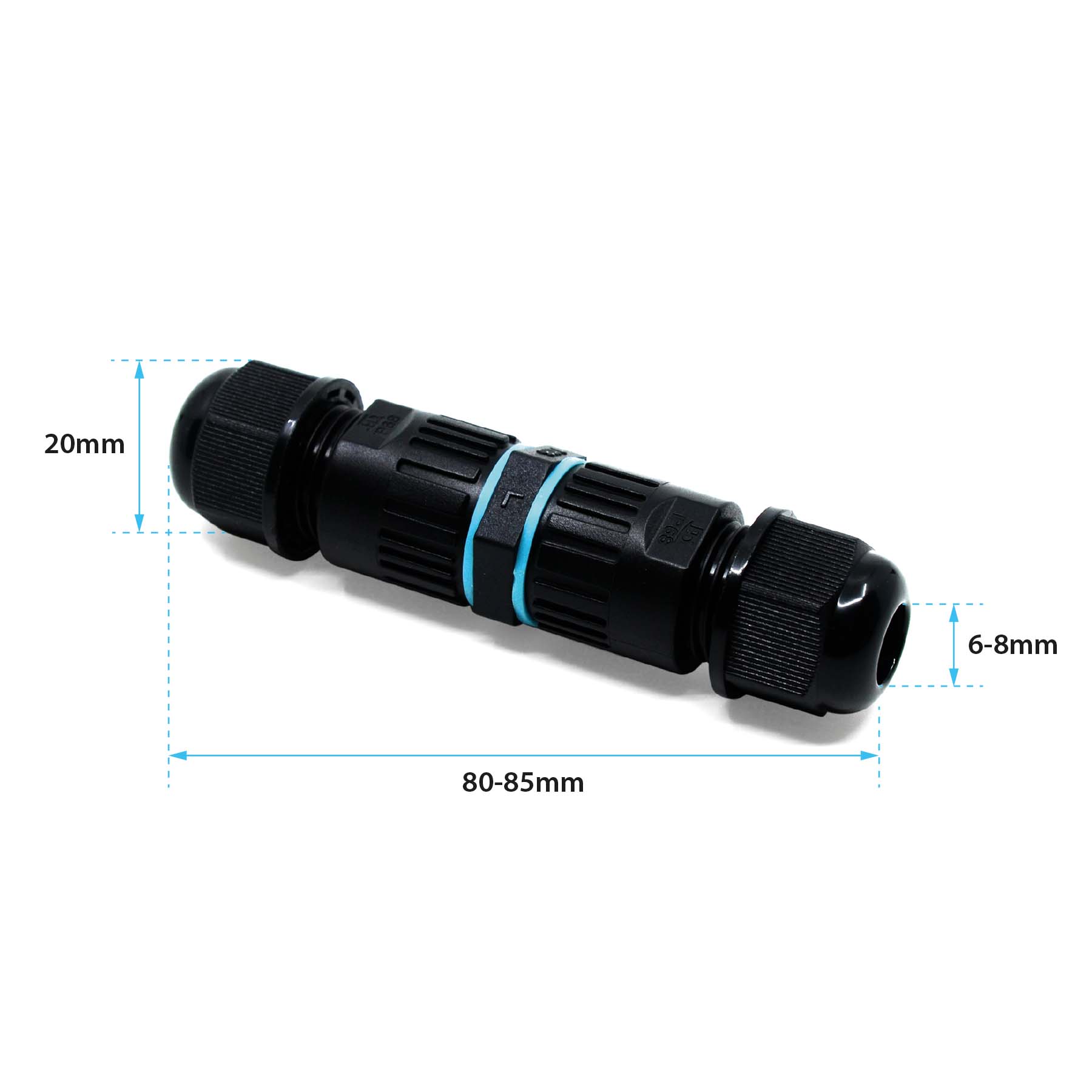 G.W.S. LED Cable Connector 3 Pole Waterproof Junction Box Cable Connector, Pack of 2